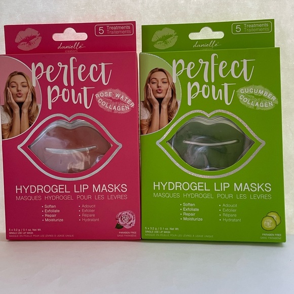 HYDROGEL Lip Mask 2 BOXES  Rose Water Collagen & CUCUMBER Collagen NEW - Picture 1 of 4